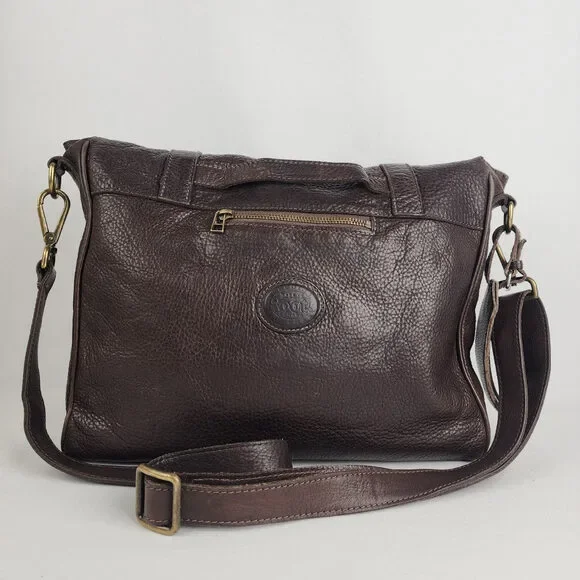 Roots Brown Pebbled Leather Computer Book Bag - Picture 5 of 16